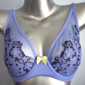 Nwt Victorias Secret Body by Victoria Purple Lace Plunge Unlined Demi Bra